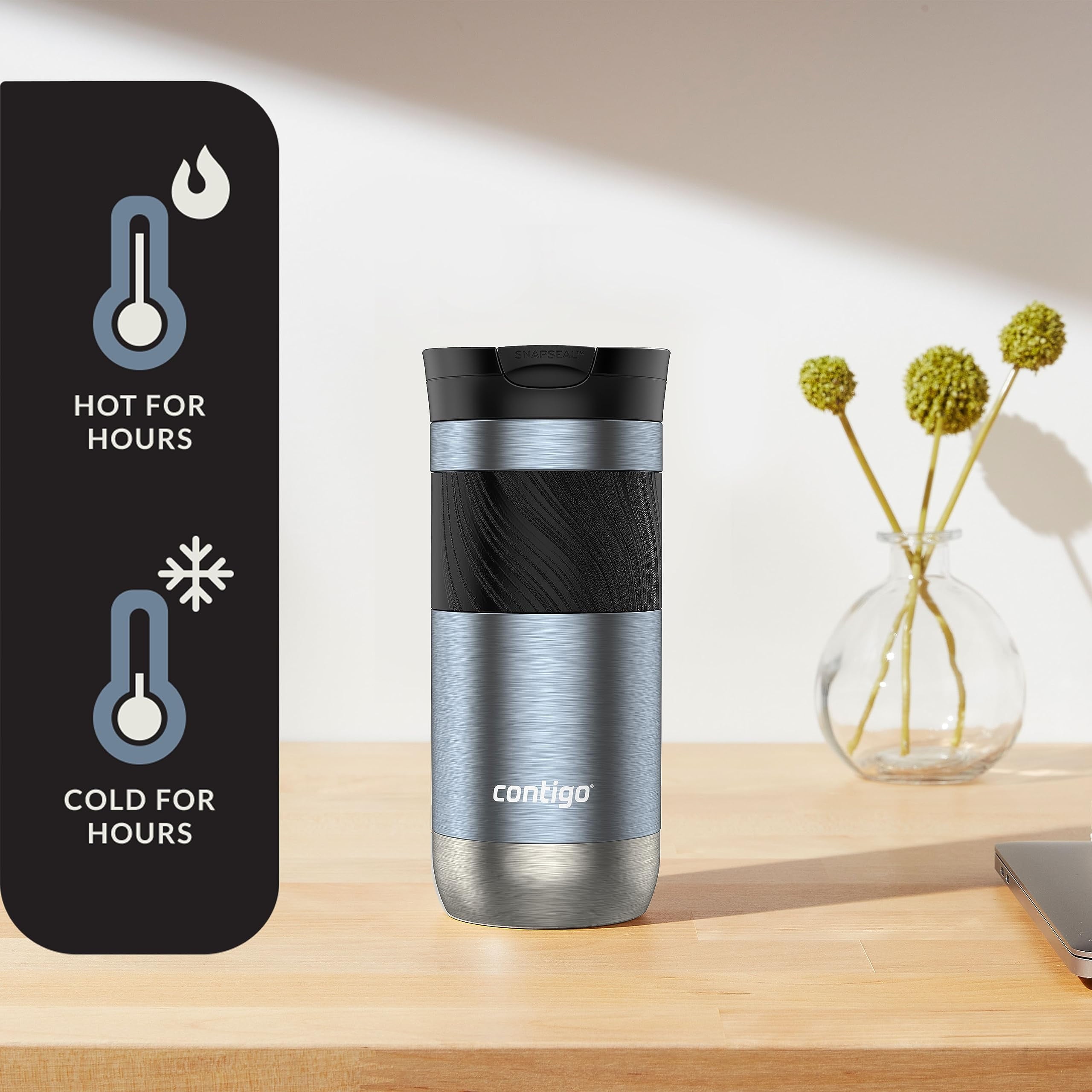 Contigo Byron 2.0 Stainless Steel Travel Mug with SNAPSEAL Lid and Grip, 16oz. | HFXN