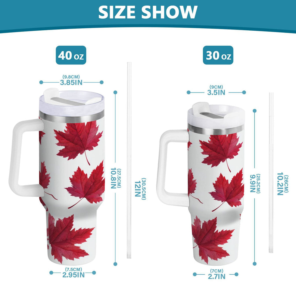 30 oz Insulated Stainless Steel Tumbler Double Wall Stainless Steel Tumbler with 2-Way Drinking Red Maple Leaves | I2A6