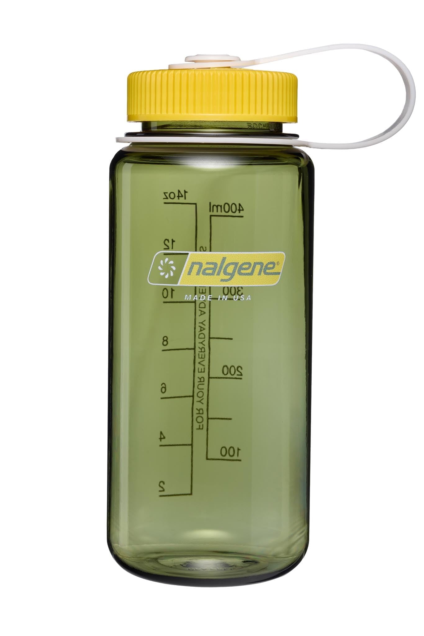 Nalgene 16oz Wide Mouth Water Bottle BPA-Free USA Made, Oil Green + Freesia | HT39