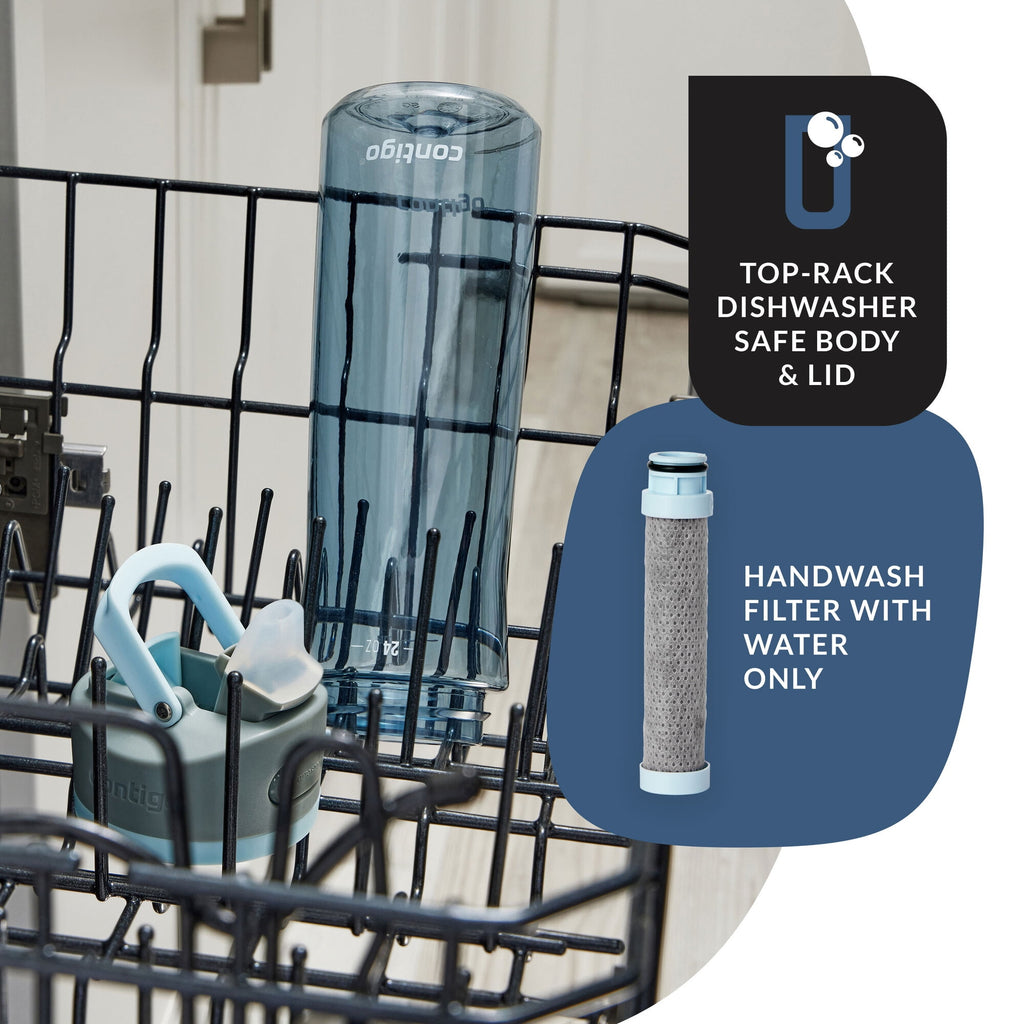Contigo® Wells Plastic Filter Water Bottle with AUTOSPOUT® Straw Lid, 24 Oz., Dark Ice | BT85