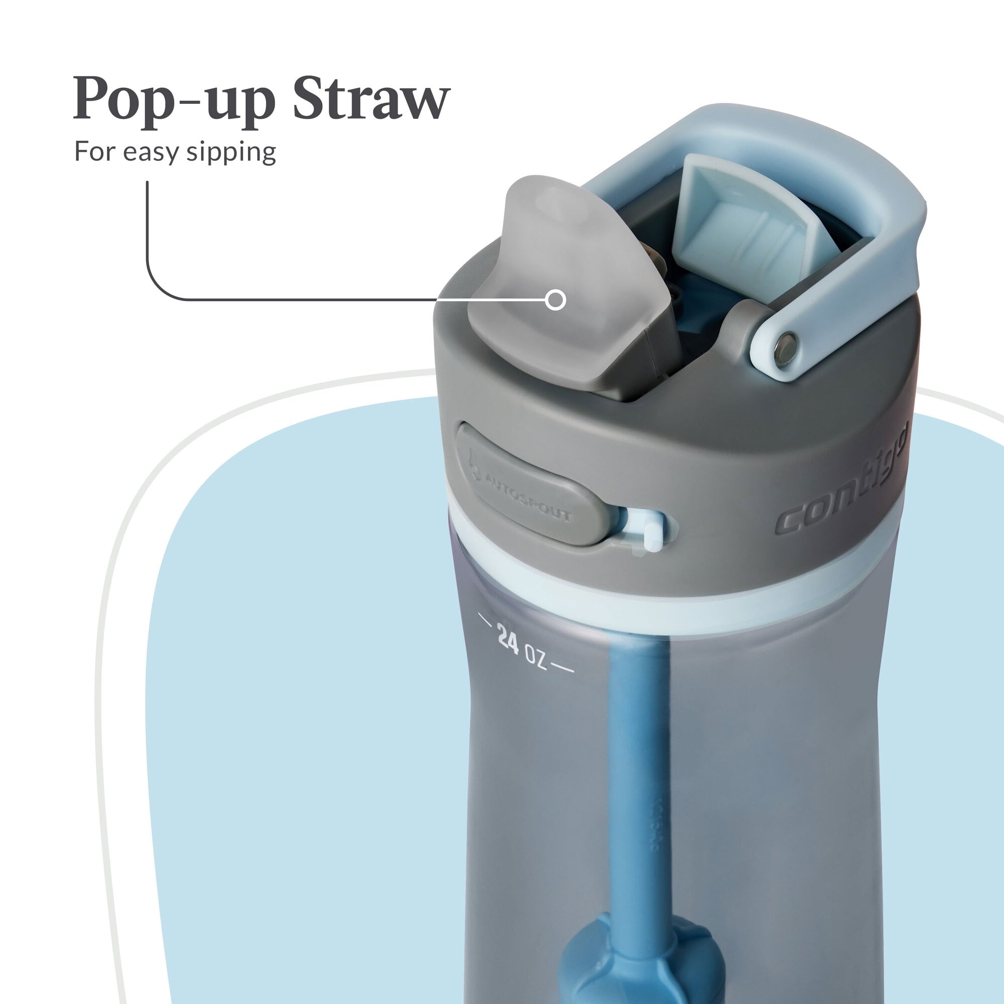 Contigo® Wells Plastic Filter Water Bottle with AUTOSPOUT® Straw Lid, 24 Oz., Dark Ice | BT85