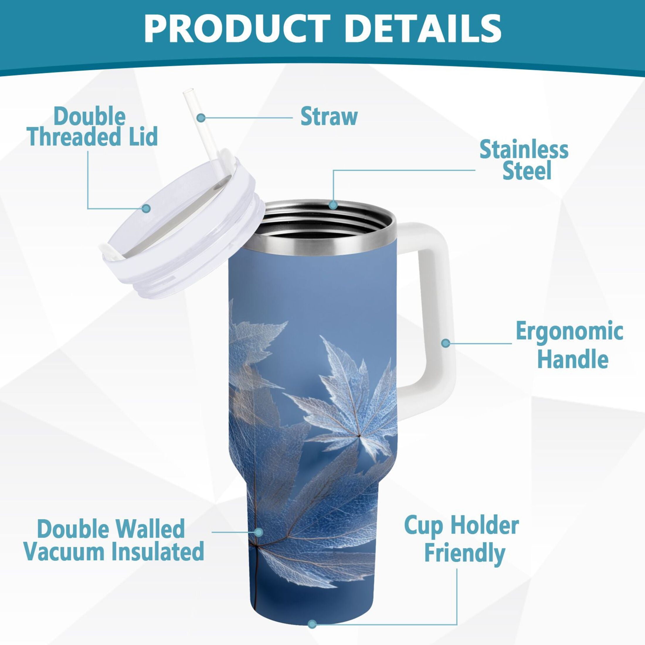 30 oz Insulated Stainless Steel Tumbler Double Wall Stainless Steel Tumbler with 2-Way Drinking Glass Mapleleaves | DJ0Y