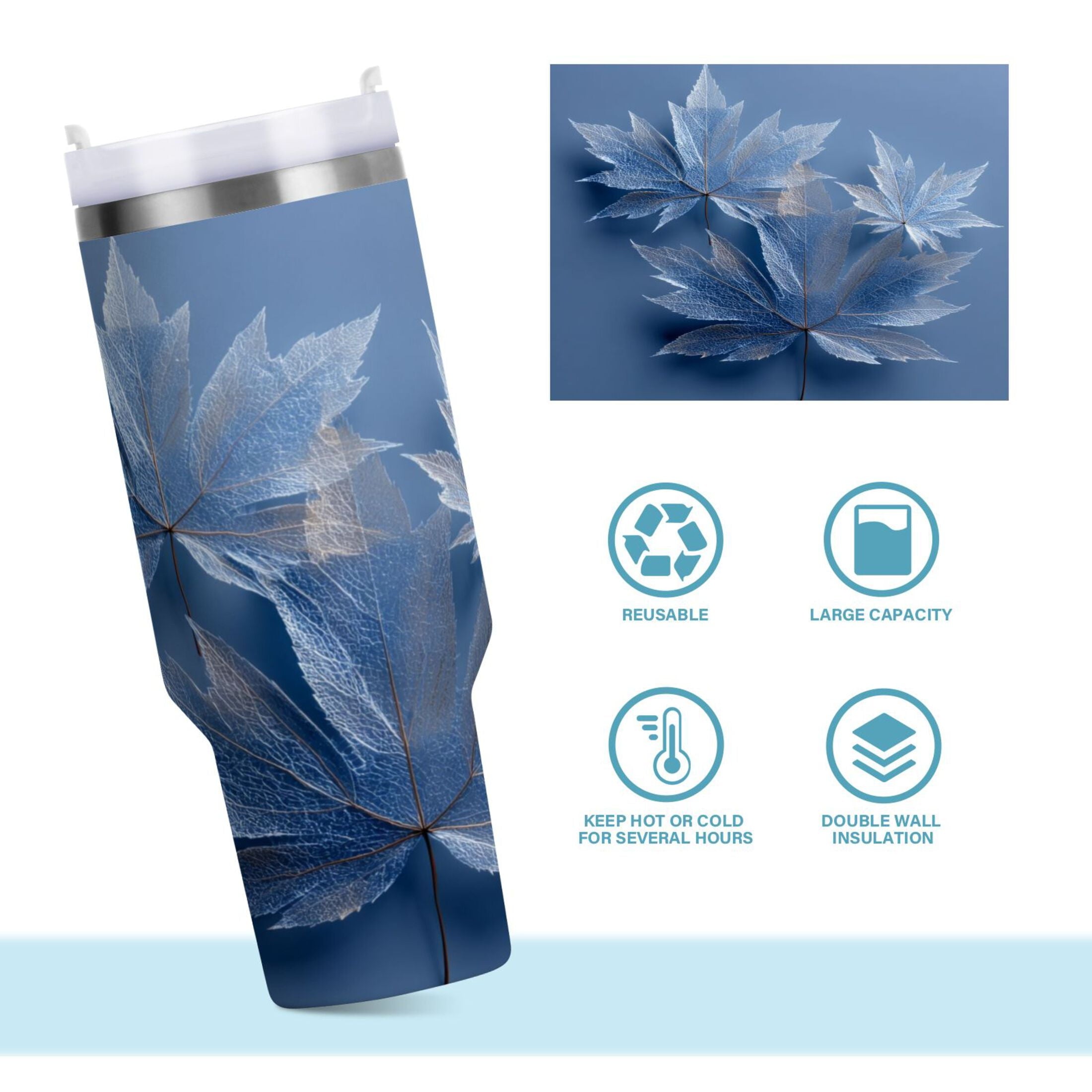 30 oz Insulated Stainless Steel Tumbler Double Wall Stainless Steel Tumbler with 2-Way Drinking Glass Mapleleaves | DJ0Y