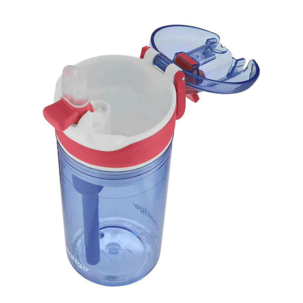 Contigo Kids 2-in-1 Snack Hero Tumbler Featuring 4oz Snack Holder Stacked on Top of 13oz Water Bottle - BPA Free, Durable Tritan w/Flexible Carry Handle &amp; Spill-Proof Valve, Purple &amp; Pink – 2 Pack | FFTF