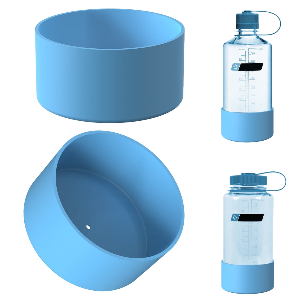 Linkidea 2 Pack Water Bottle Boot Compatible with Nalgene Sustain Wide Mouth 32oz/48oz, Narrow Mouth 32oz, Silicone Anti-Slip Bottle Bottom Bumper Protector (Blue) | 17AC