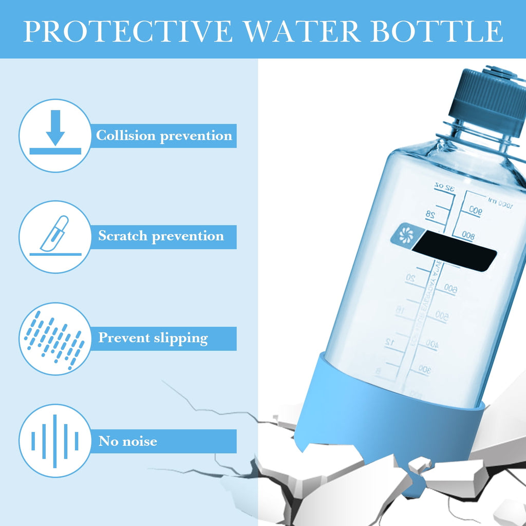 Linkidea 2 Pack Water Bottle Boot Compatible with Nalgene Sustain Wide Mouth 32oz/48oz, Narrow Mouth 32oz, Silicone Anti-Slip Bottle Bottom Bumper Protector (Blue) | 17AC