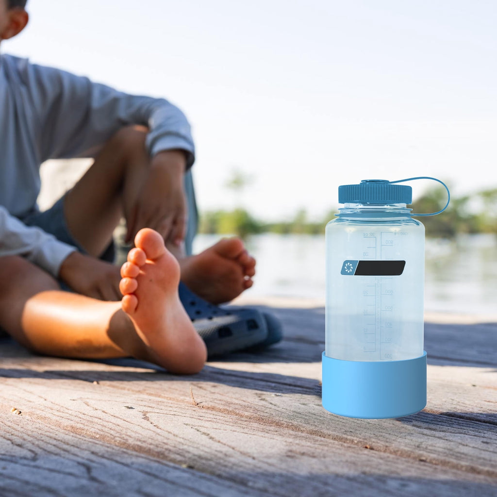 Linkidea 2 Pack Water Bottle Boot Compatible with Nalgene Sustain Wide Mouth 32oz/48oz, Narrow Mouth 32oz, Silicone Anti-Slip Bottle Bottom Bumper Protector (Blue) | 17AC
