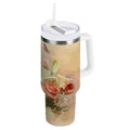 30 oz Insulated Stainless Steel Tumbler Double Wall Stainless Steel Tumbler with 2-Way Drinking Beautiful Floral Bouquet | WDY3