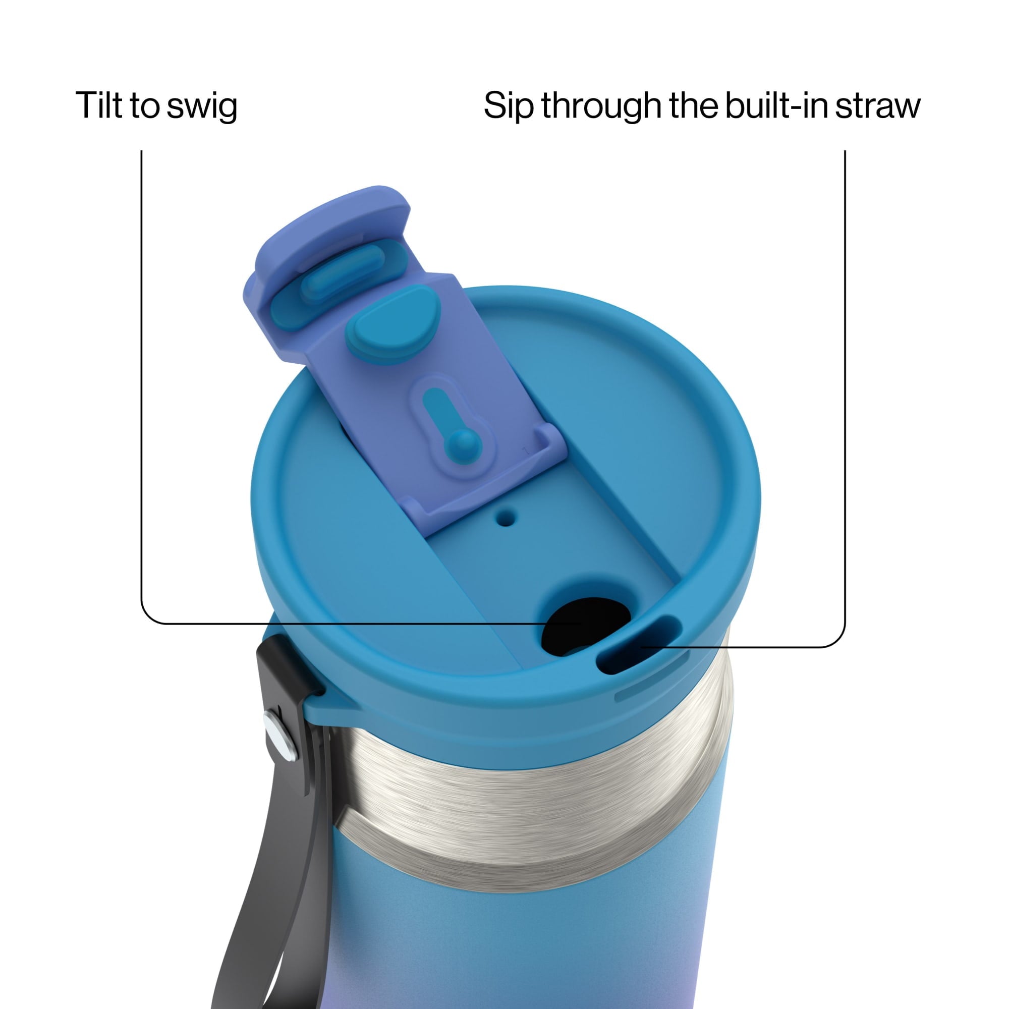 Contigo DualSip 16 oz Compact Leakproof Insulated Water Bottle with 2-Way Lid | 3BB1
