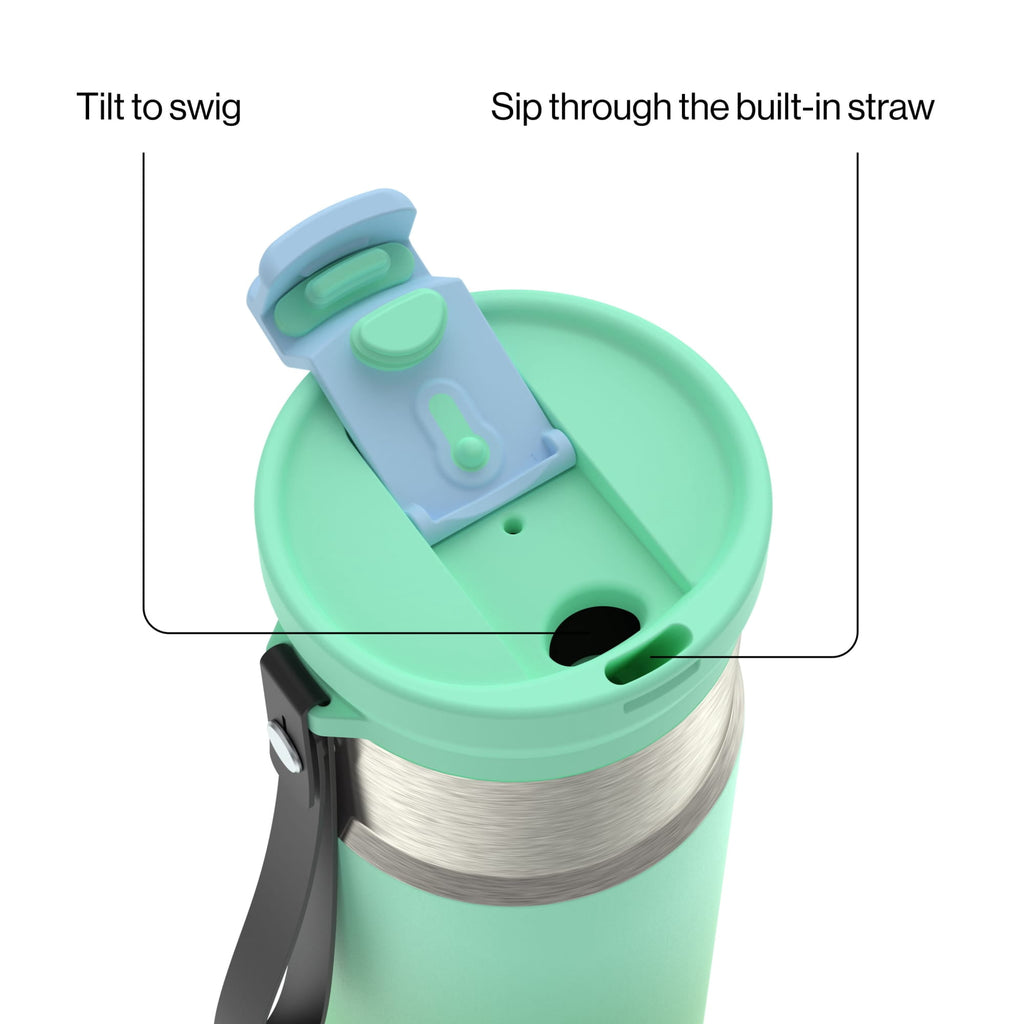 Contigo DualSip 16 oz Compact Leakproof Insulated Water Bottle with 2-Way Lid | 3BB1