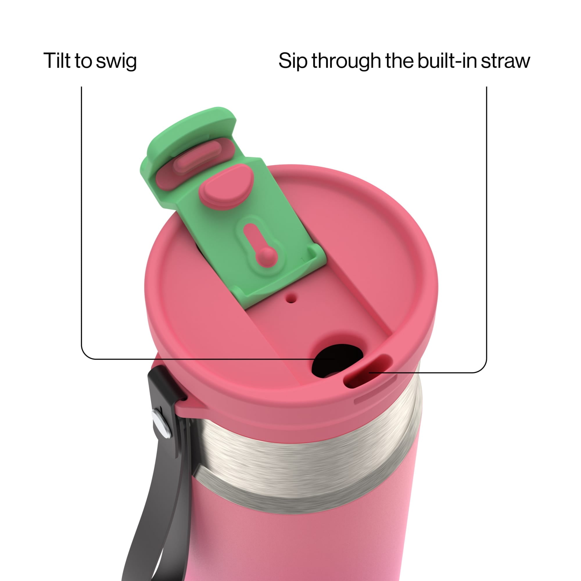 Contigo DualSip 16 oz Compact Leakproof Insulated Water Bottle with 2-Way Lid | 3BB1