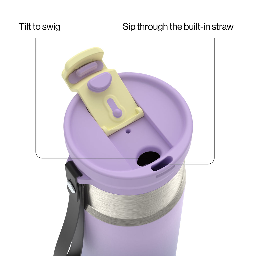 Contigo DualSip 16 oz Compact Leakproof Insulated Water Bottle with 2-Way Lid | 3BB1