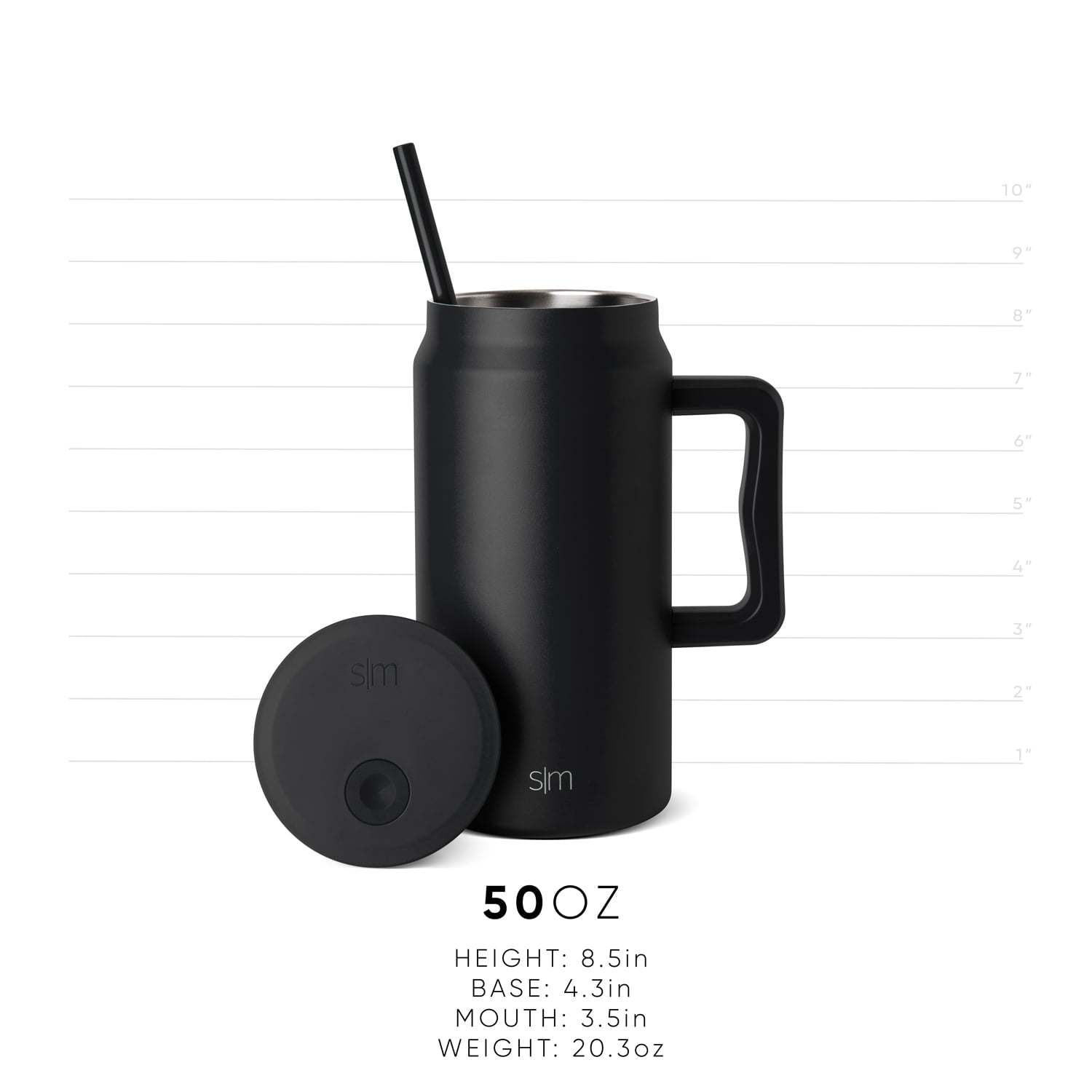 Simple Modern 50 fl oz Insulated Stainless Steel Trek Tumbler with Straw Lid | Midnight Black | NPMI