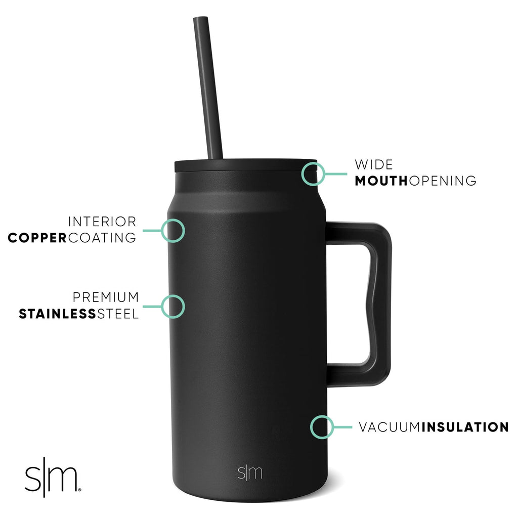Simple Modern 50 fl oz Insulated Stainless Steel Trek Tumbler with Straw Lid | Midnight Black | NPMI