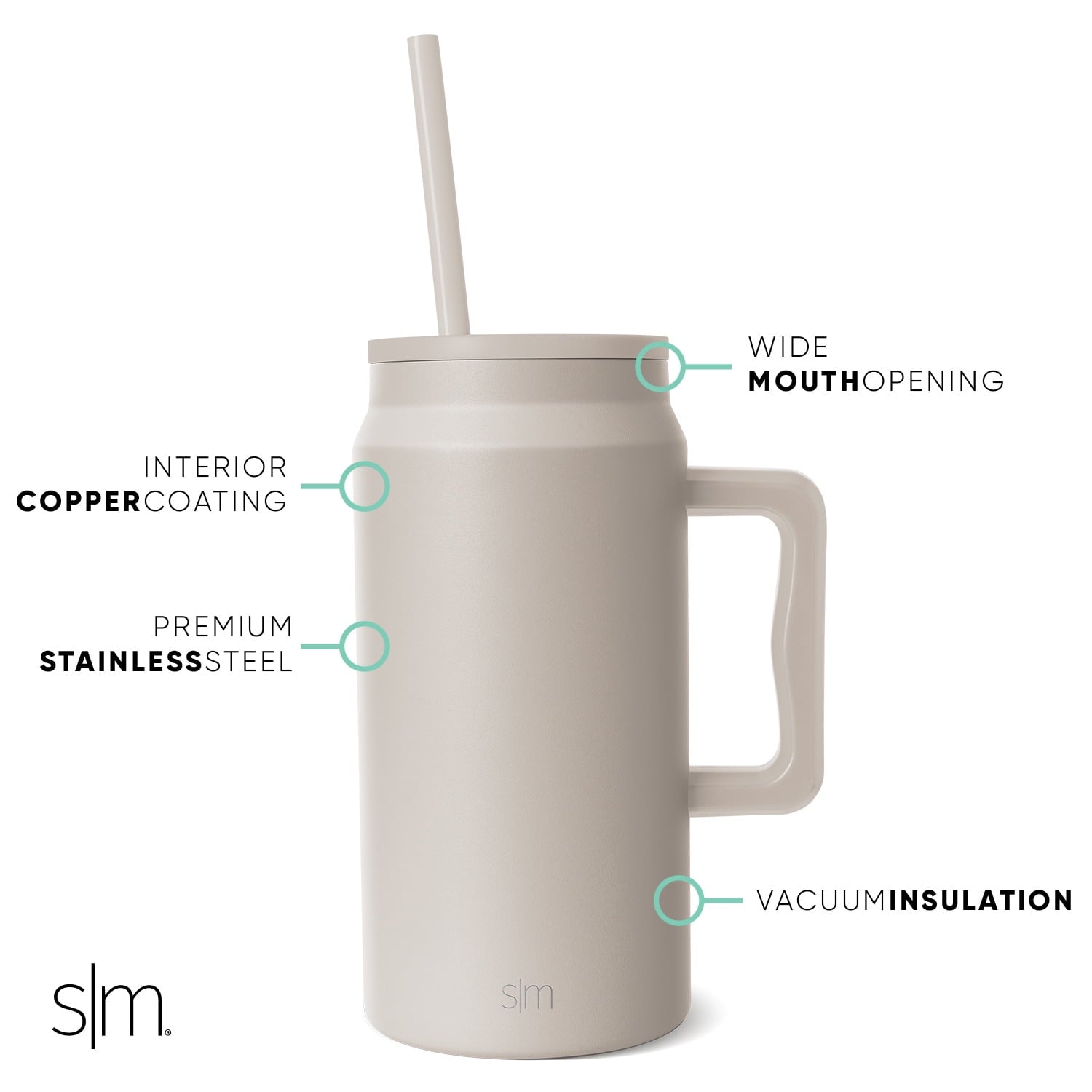 Simple Modern 50 fl oz Insulated Stainless Steel Trek Tumbler with Straw Lid | Midnight Black | NPMI