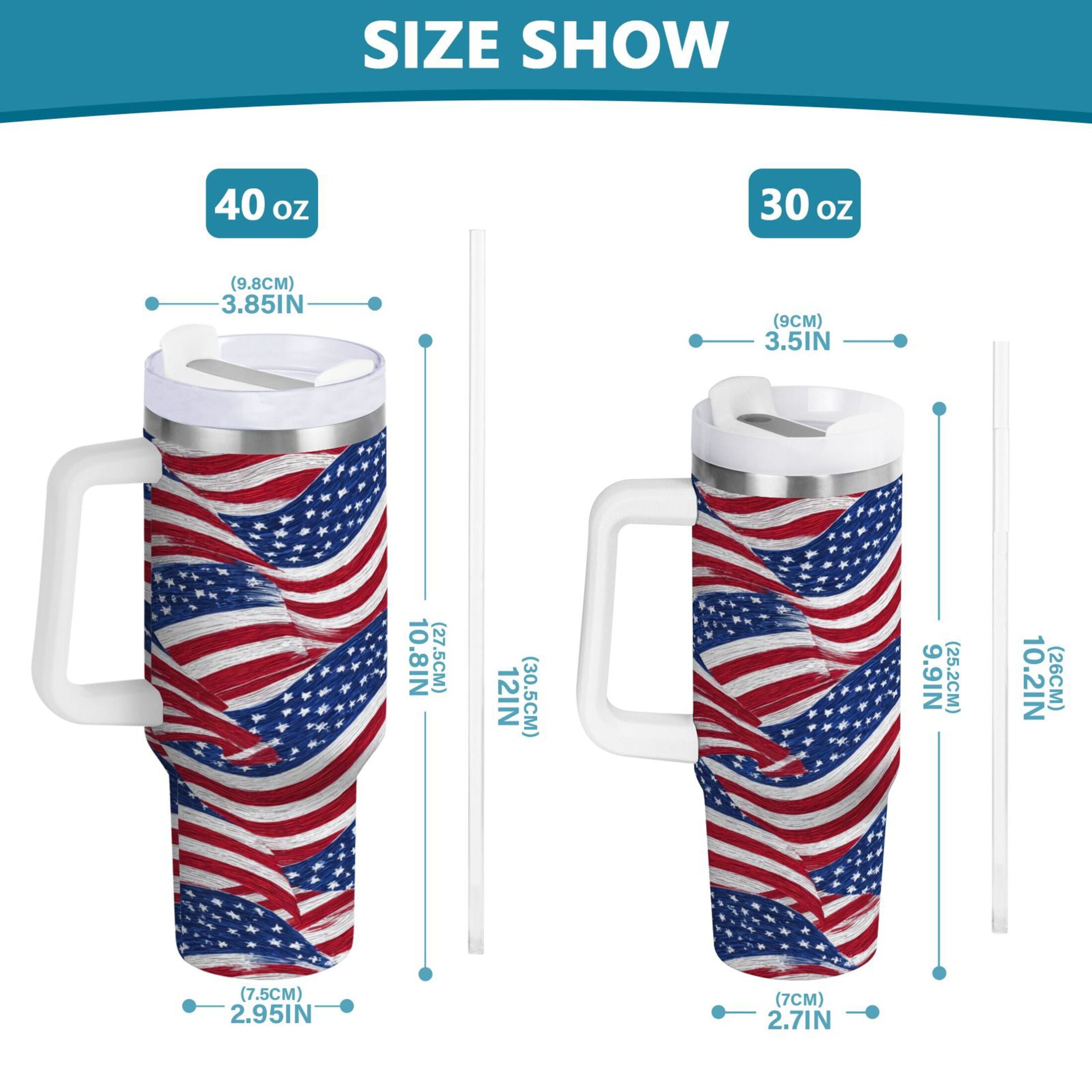 30 oz Insulated Stainless Steel Tumbler Double Wall Stainless Steel Tumbler with 2-Way Drinking Flags Wave Pattern | 98GV