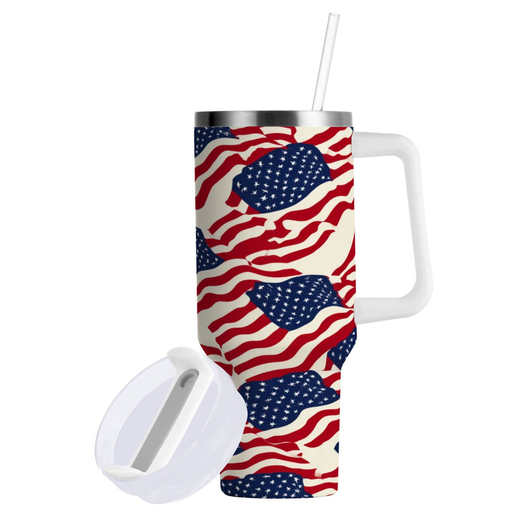 40 oz Insulated Stainless Steel Tumbler Double Wall Stainless Steel Tumbler with 2-Way Drinking Flags Abstract Design | S29J