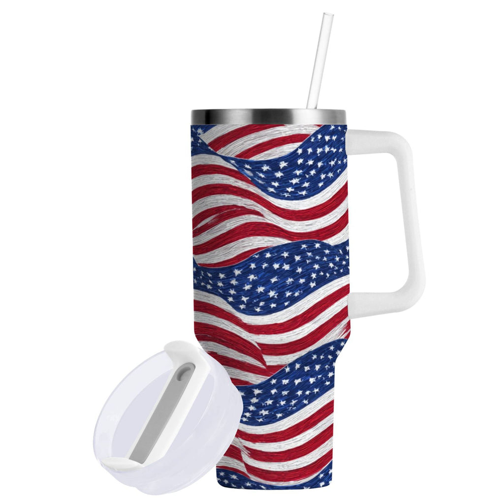 30 oz Insulated Stainless Steel Tumbler Double Wall Stainless Steel Tumbler with 2-Way Drinking Flags Wave Pattern | 98GV