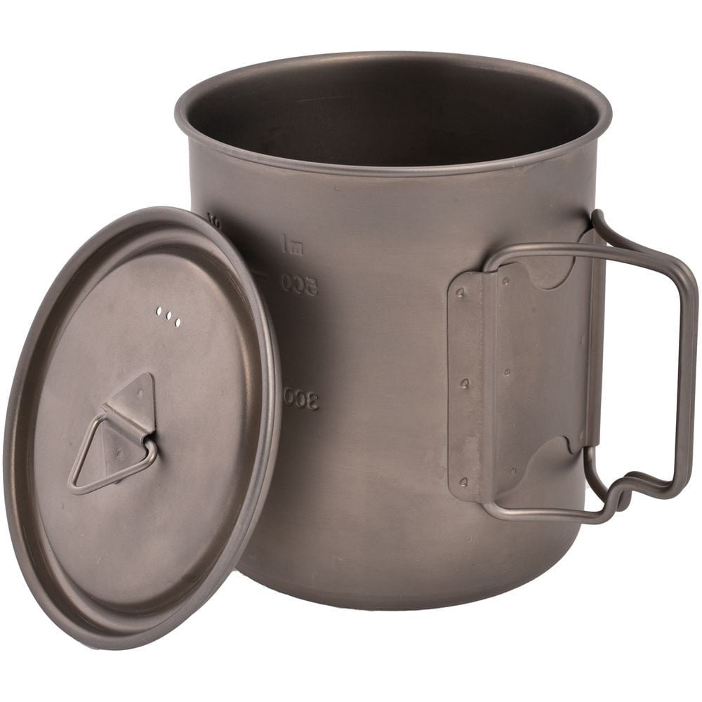 Olicamp Titanium Space Saver Mug with Lid, Nests Nalgene Bottle Inside, Lightweight and Compact, Perfect for Camping and Backpacking, 750mL | RGJL