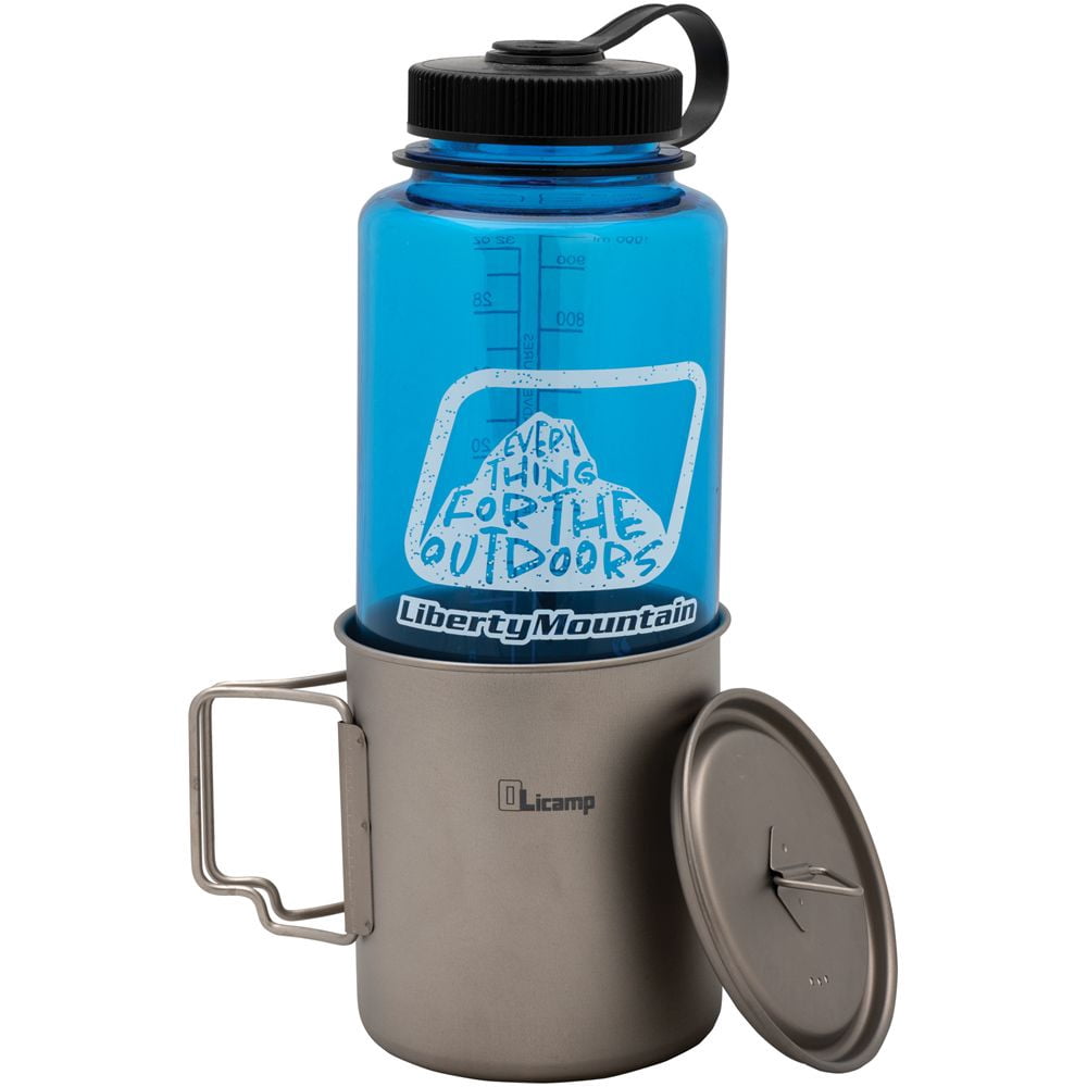 Olicamp Titanium Space Saver Mug with Lid, Nests Nalgene Bottle Inside, Lightweight and Compact, Perfect for Camping and Backpacking, 750mL | RGJL