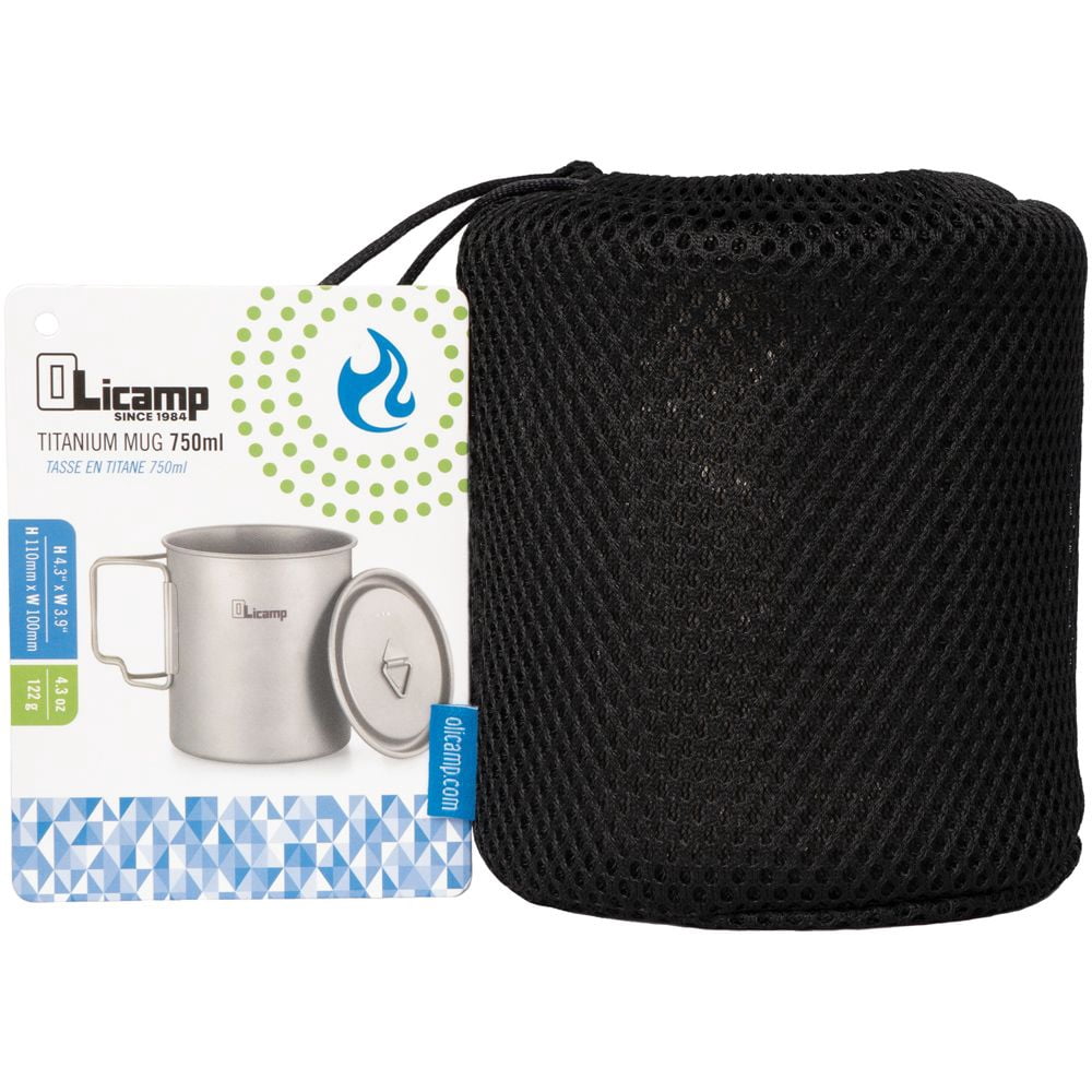 Olicamp Titanium Space Saver Mug with Lid, Nests Nalgene Bottle Inside, Lightweight and Compact, Perfect for Camping and Backpacking, 750mL | RGJL