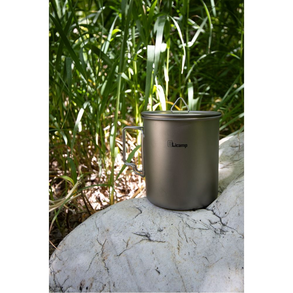 Olicamp Titanium Space Saver Mug with Lid, Nests Nalgene Bottle Inside, Lightweight and Compact, Perfect for Camping and Backpacking, 750mL | RGJL