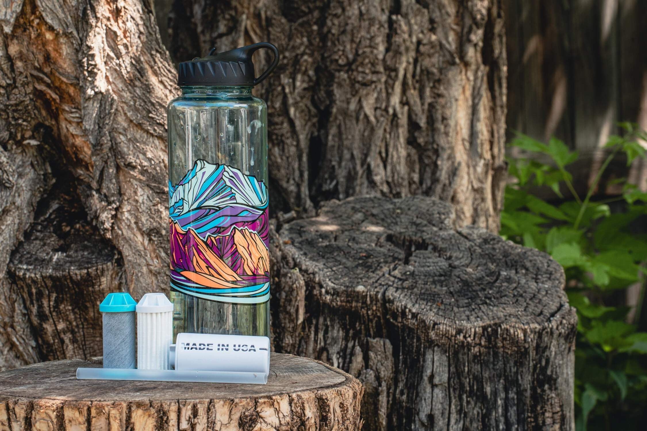 Epic Water Filters Nalgene OG Sustain Tritan USA Made Water Bottle and 75 Gallon Filter - Removes 99.99% of Water Impurities, 32oz, Leggitt Art | PGTI
