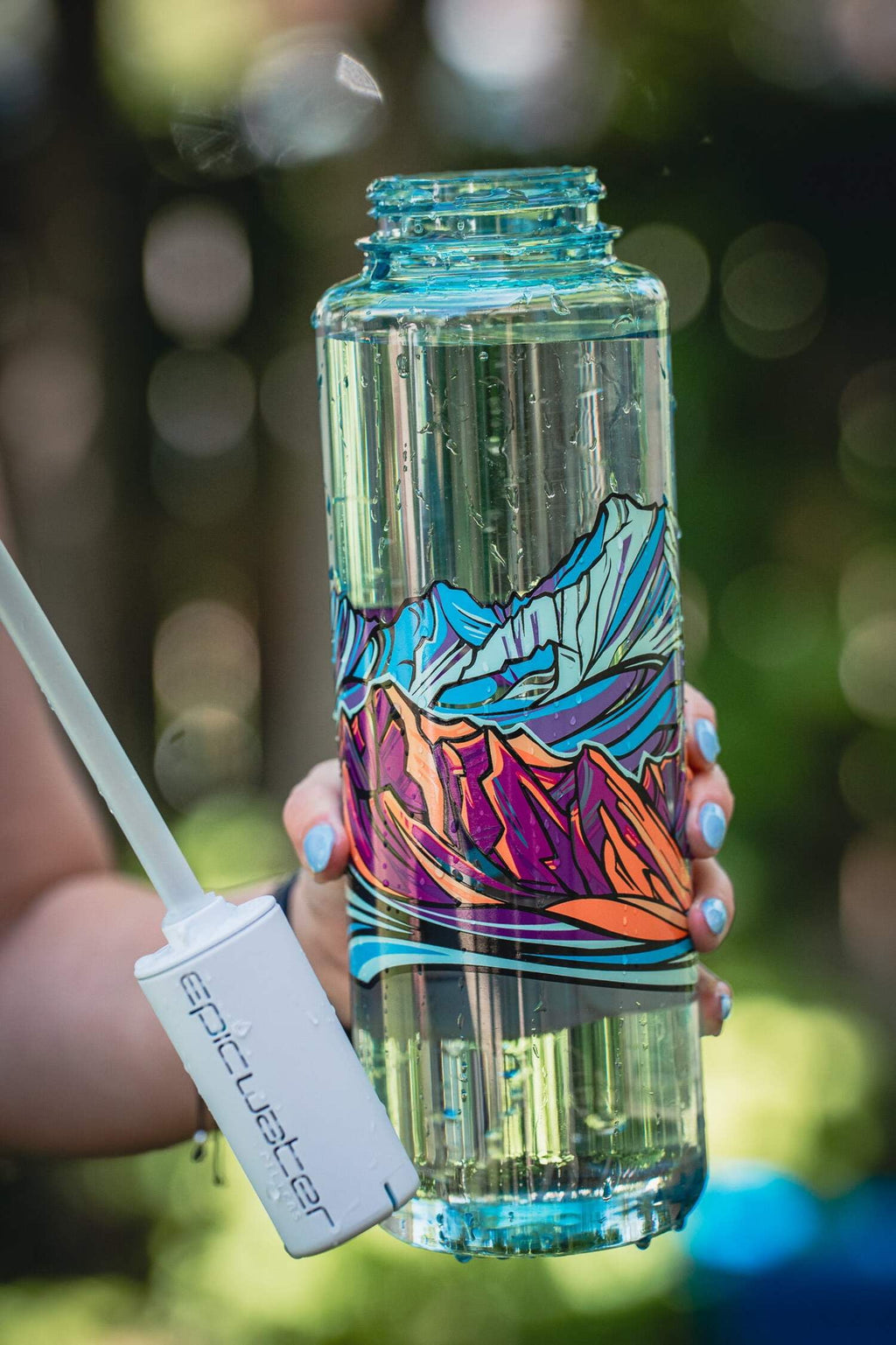 Epic Water Filters Nalgene OG Sustain Tritan USA Made Water Bottle and 75 Gallon Filter - Removes 99.99% of Water Impurities, 32oz, Leggitt Art | PGTI