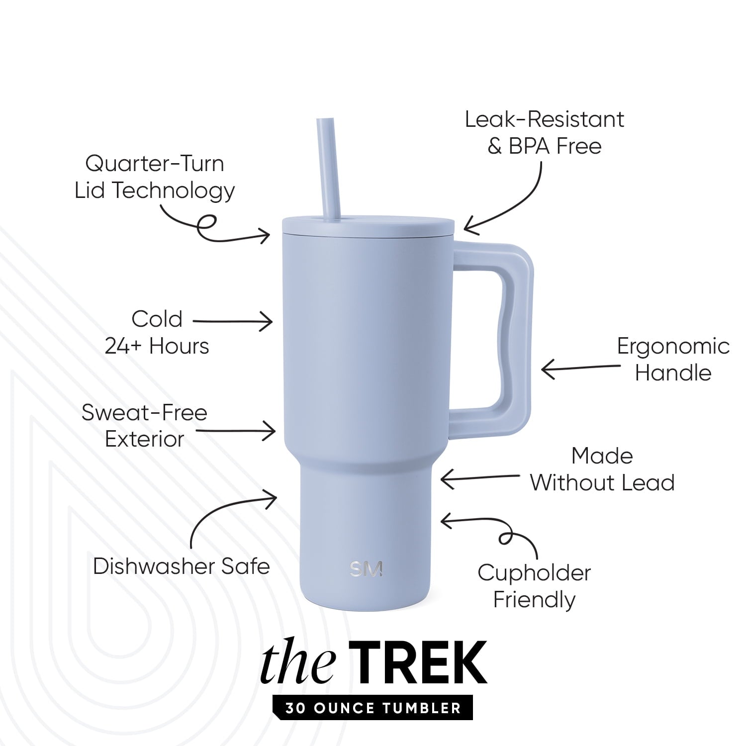 Simple Modern 30 fl oz Insulated Stainless Steel Trek Tumbler with Straw Lid | Seaglass Sage and Cream Checkmate | P40Y