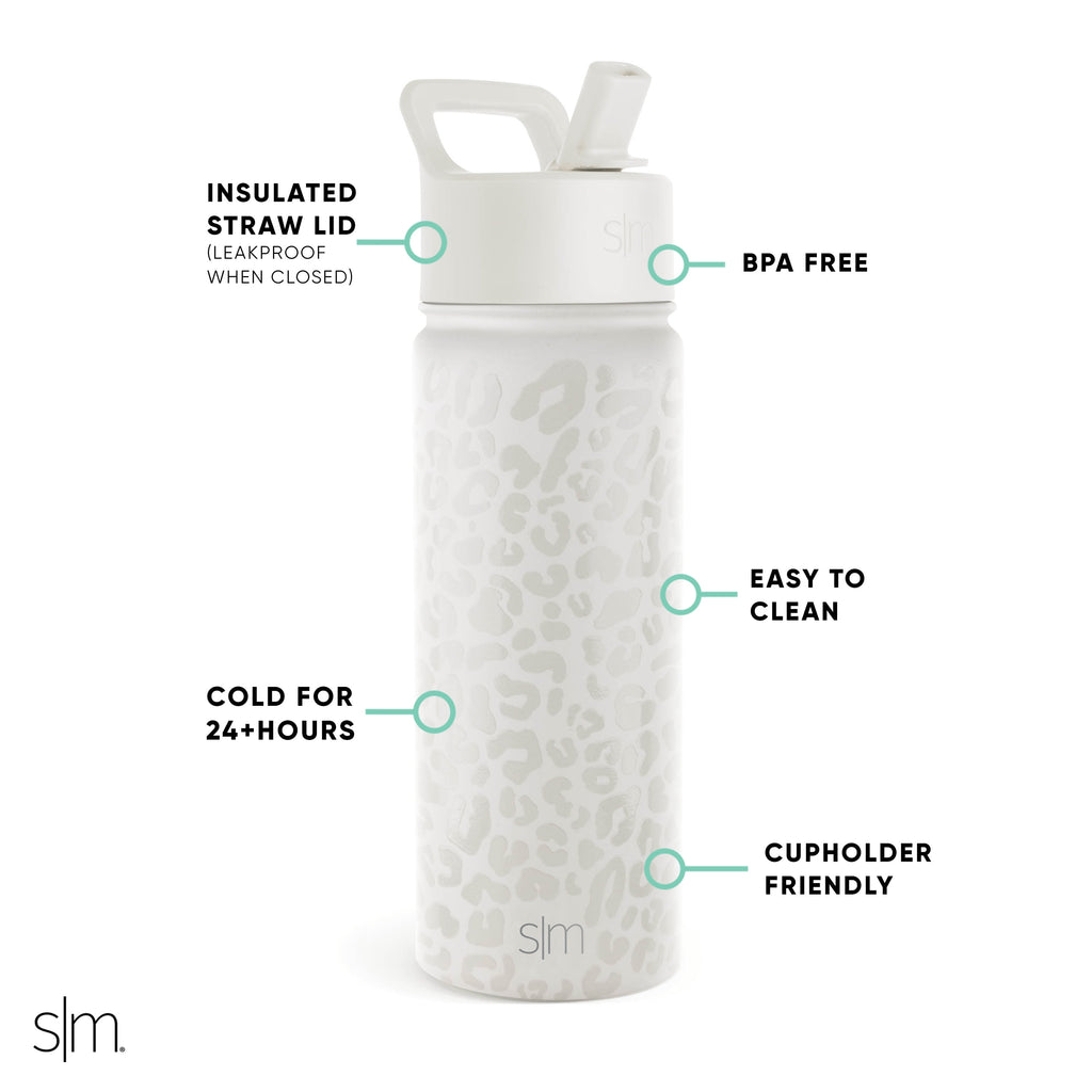 Simple Modern Summit Water Bottle Straw Lid Vacuum Insulated Stainless Steel Bottle | 18 fl oz | PMLR