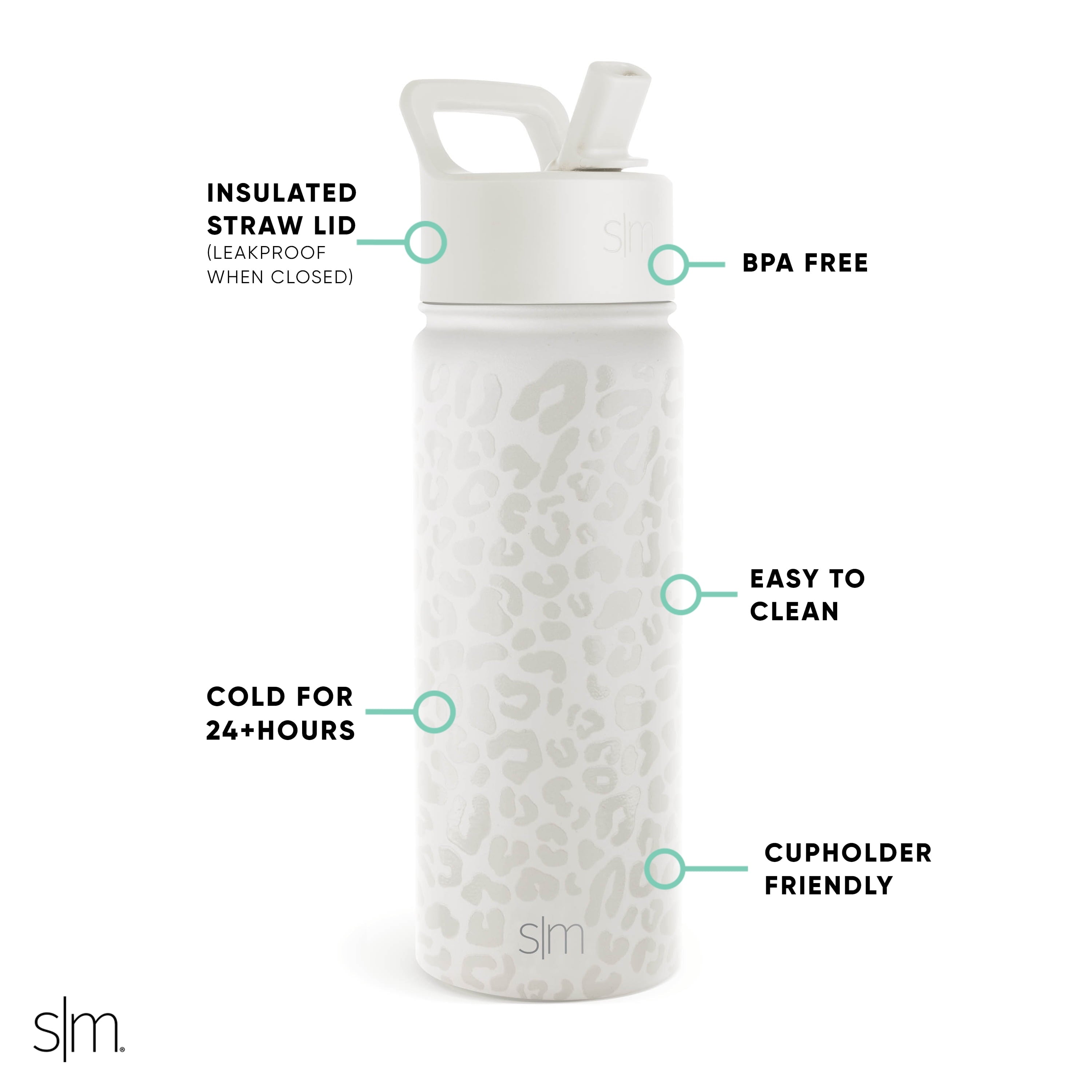 Simple Modern Summit Water Bottle Straw Lid Vacuum Insulated Stainless Steel Bottle | 18 fl oz | PMLR