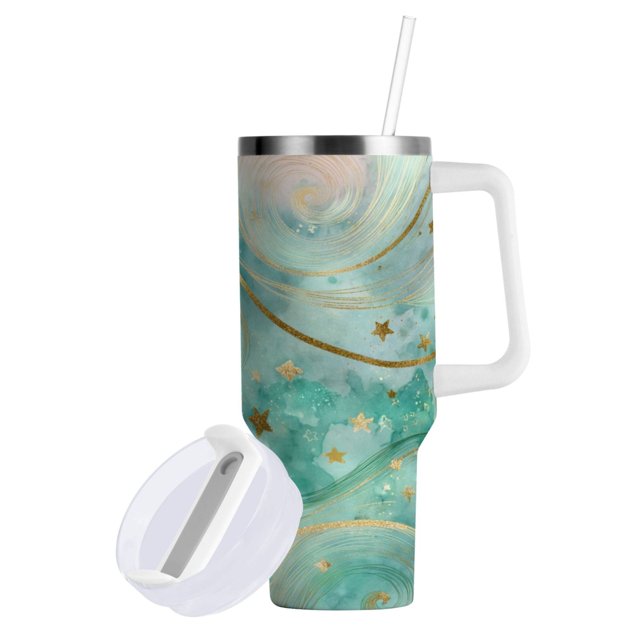 30 oz Insulated Stainless Steel Tumbler Double Wall Stainless Steel Tumbler with 2-Way Drinking Beautiful Swirling Lines | J3BV