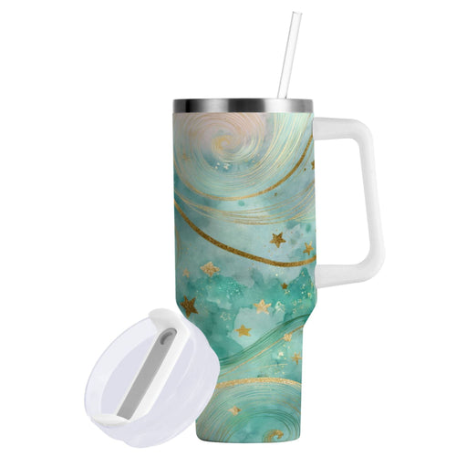 30 oz Insulated Stainless Steel Tumbler Double Wall Stainless Steel Tumbler with 2-Way Drinking Beautiful Swirling Lines | J3BV