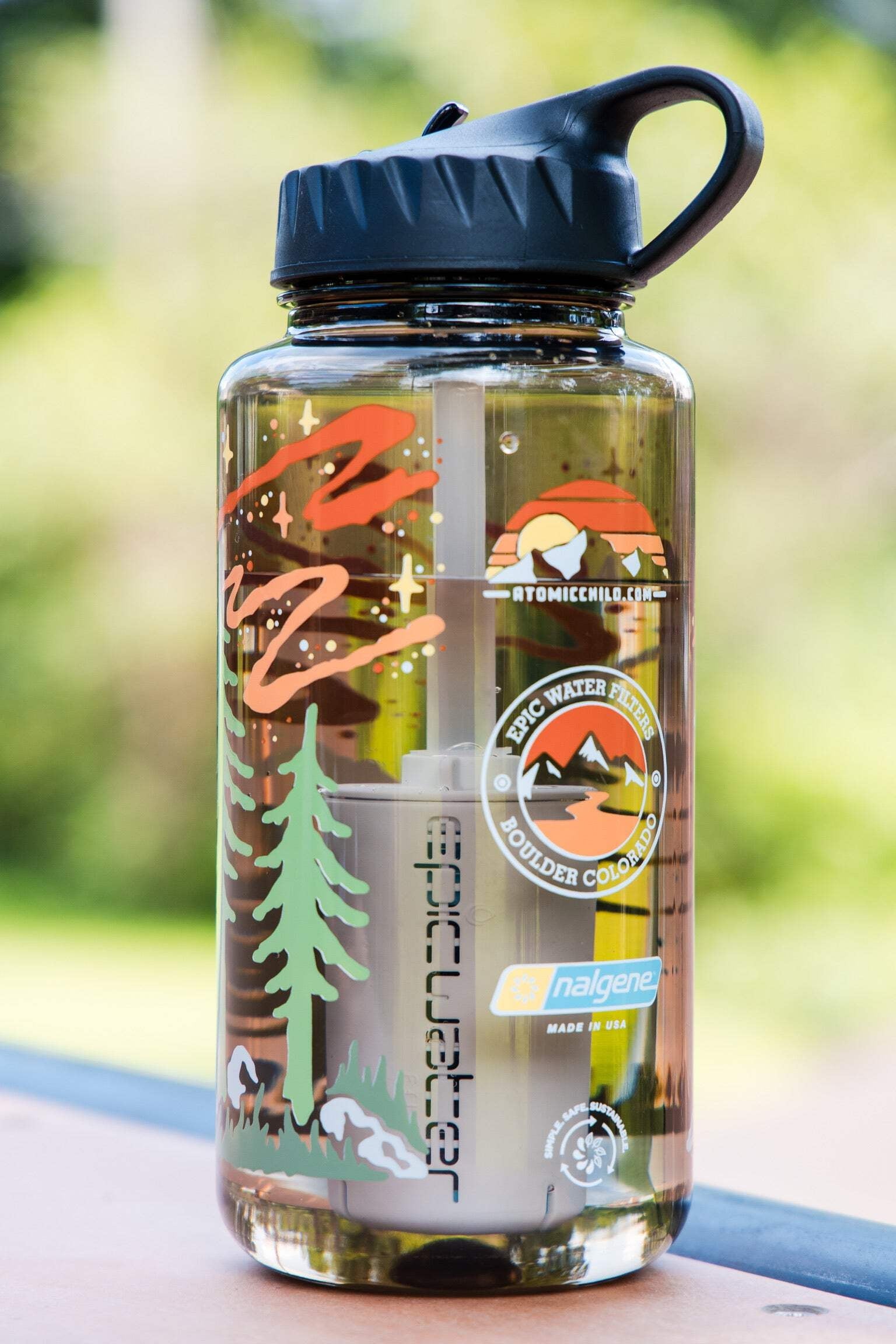 Epic Water Filters Nalgene OG Sustain Tritan USA Made Water Bottle and 75 Gallon Filter - Removes 99.99% of Water Impurities, 32oz, Atomic Child Special Edition | 3ZD5