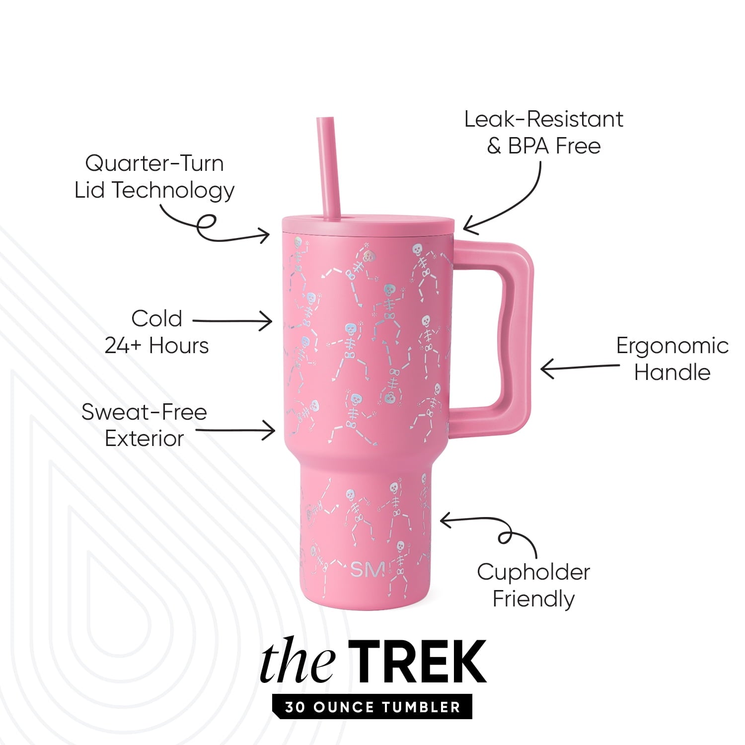 Simple Modern 30 fl oz Insulated Stainless Steel Trek Tumbler with Straw Lid | Seaglass Sage and Cream Checkmate | P40Y