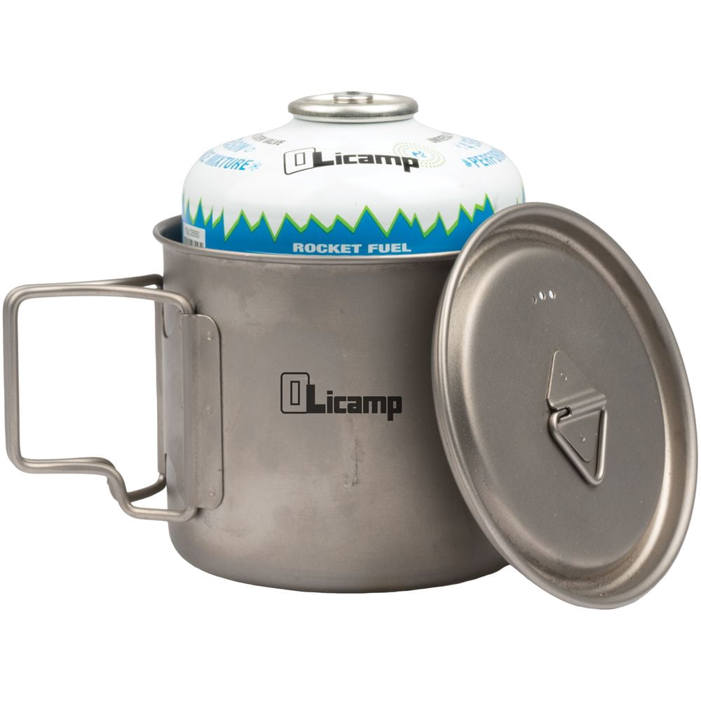 Olicamp Titanium Space Saver Mug with Lid, Nests Nalgene Bottle Inside, Lightweight and Compact, Perfect for Camping and Backpacking, 550mL | 8X7D