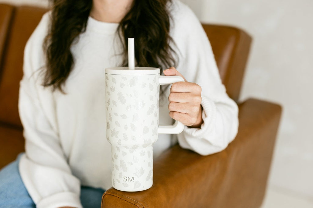 Simple Modern 30 fl oz Insulated Stainless Steel Trek Tumbler with Straw Lid | Seaglass Sage and Cream Checkmate | P40Y