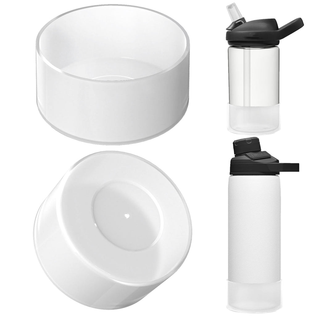 Linkidea 2 Pack Water Bottle Boot Compatible with CamelBak Eddy+20oz/25oz, Chute Mag 20oz/25oz, Carry Cap, Silicone Anti-Slip Bottle Bottom Bumper Protector (Clear White) | 4U7Q