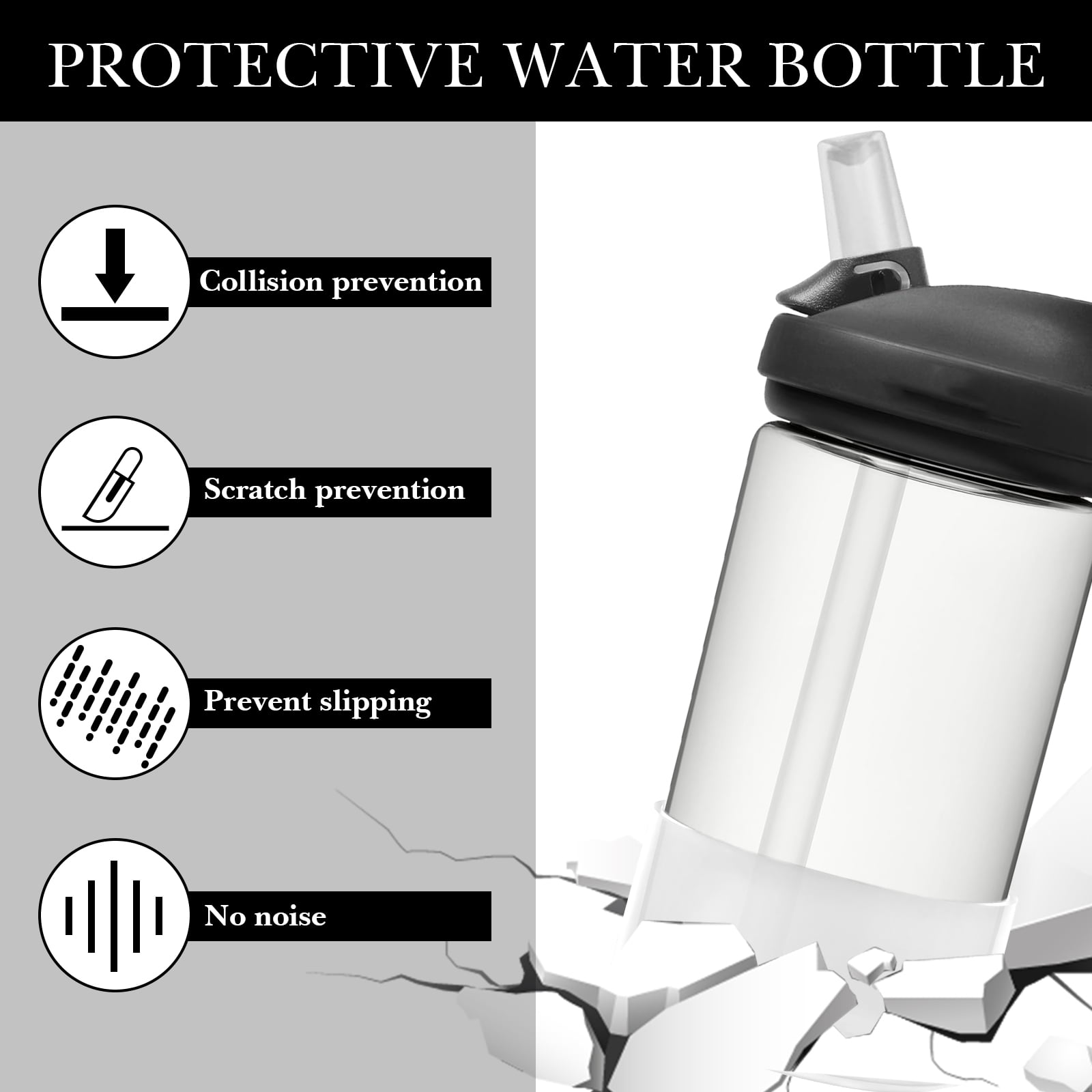 Linkidea 2 Pack Water Bottle Boot Compatible with CamelBak Eddy+20oz/25oz, Chute Mag 20oz/25oz, Carry Cap, Silicone Anti-Slip Bottle Bottom Bumper Protector (Clear White) | 4U7Q