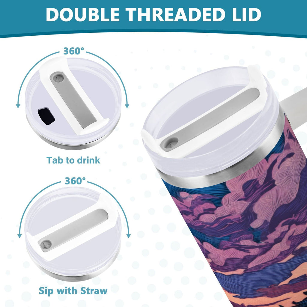 40 oz Insulated Stainless Steel Tumbler Double Wall Stainless Steel Tumbler with 2-Way Drinking Wild Horses Running | O44W