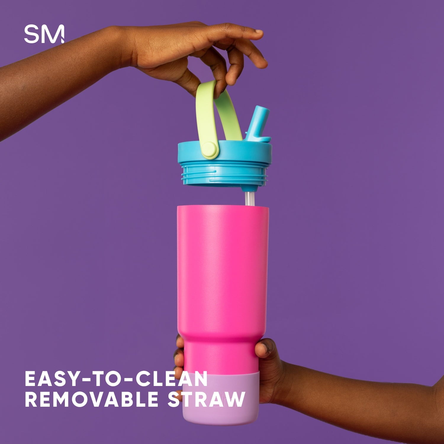 Simple Modern 24 fl oz Insulated Stainless Steel Trek Pivot Tumbler with Straw Lid and Top Handle|Cotton Candy Tie Dye | SISA