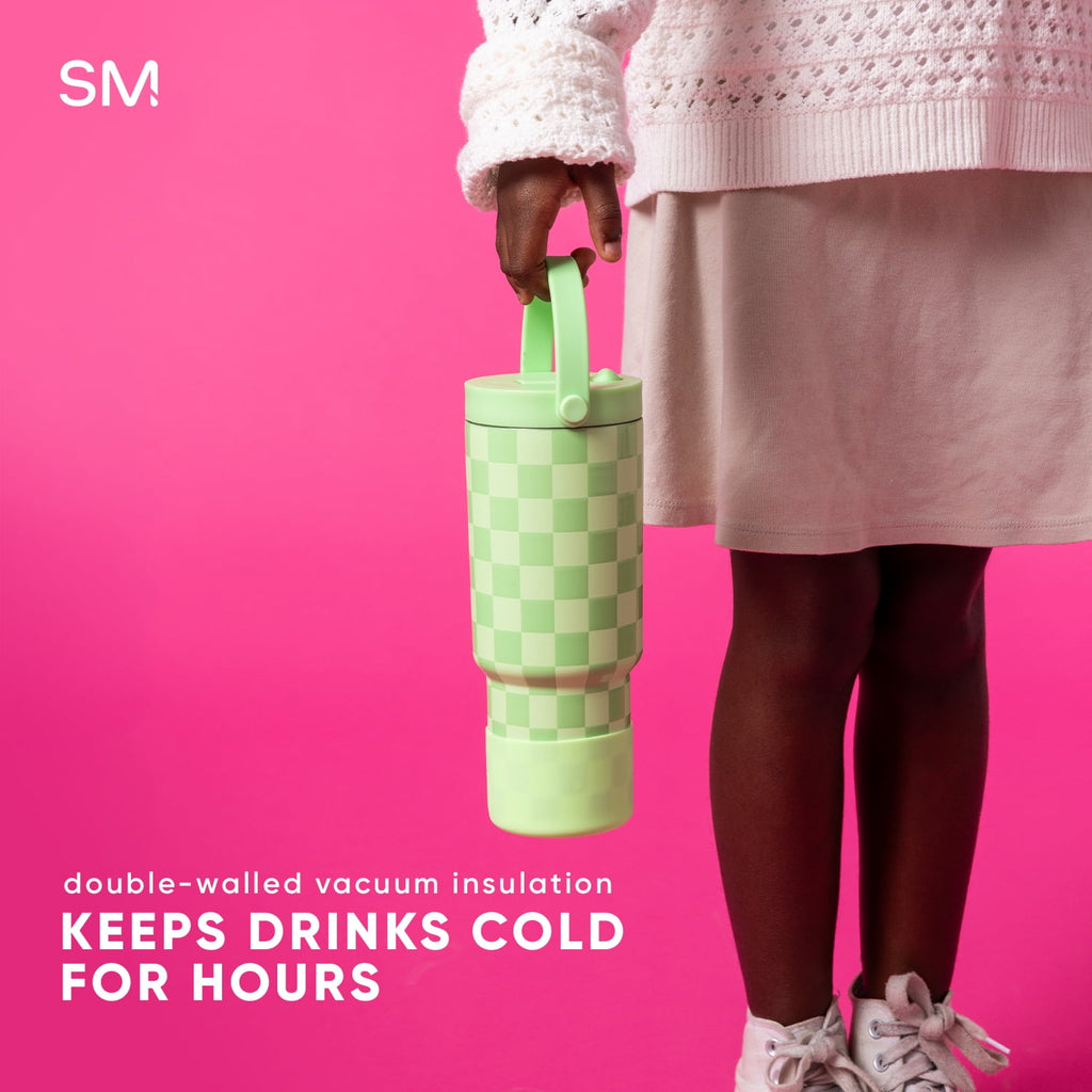 Simple Modern 24 fl oz Insulated Stainless Steel Trek Pivot Tumbler with Straw Lid and Top Handle|Cotton Candy Tie Dye | SISA
