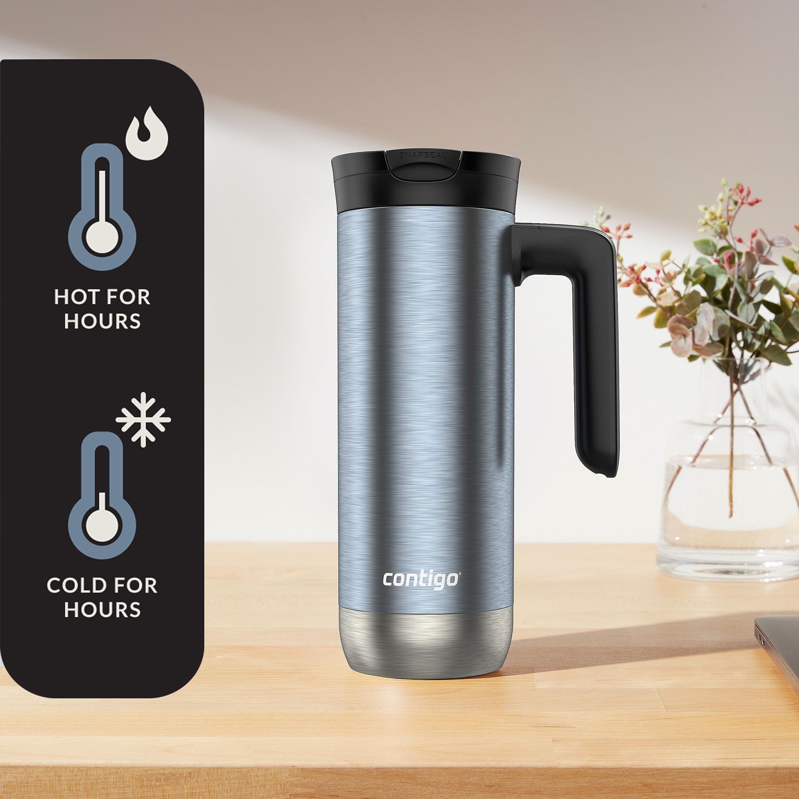 Contigo 20 oz. Superior 2.0 SnapSeal Stainless Steel Travel Mug - Dark Ice | LUIY