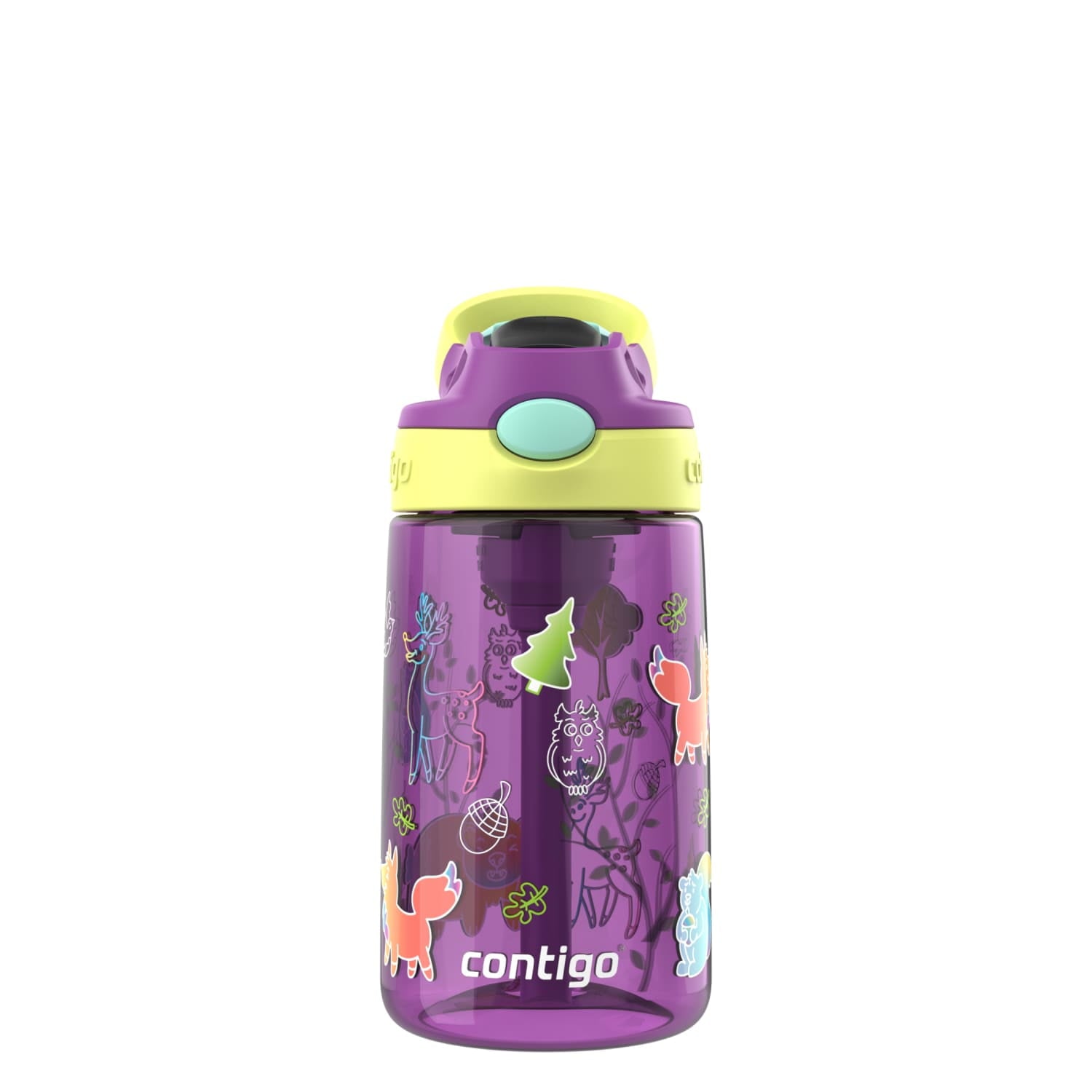 Contigo Kids Water Bottle with Redesigned AUTOSPOUT Straw, 14 oz, Grape Forest Haven | ZUNZ
