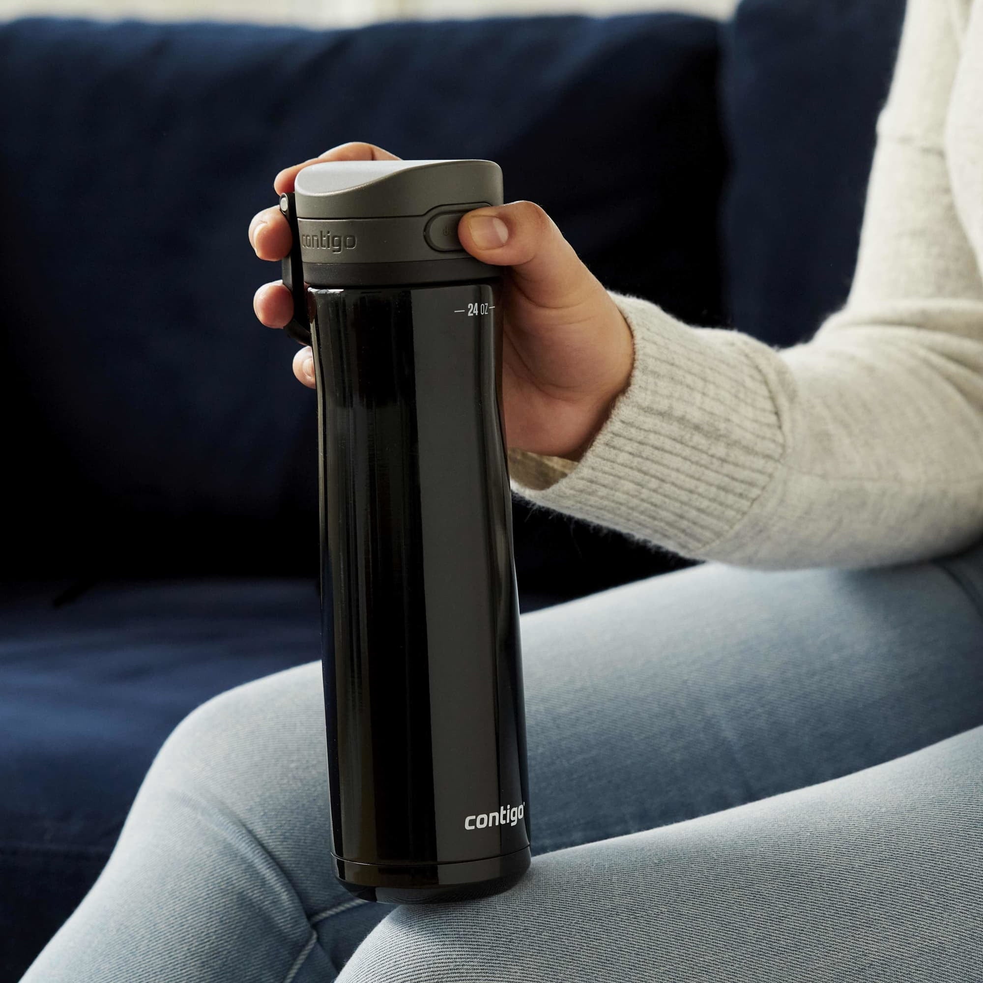 Contigo Jackson Chill Bundle 2 Water Bottles Black 24oz and Blueberry 20oz with Autopop Lid | 522O