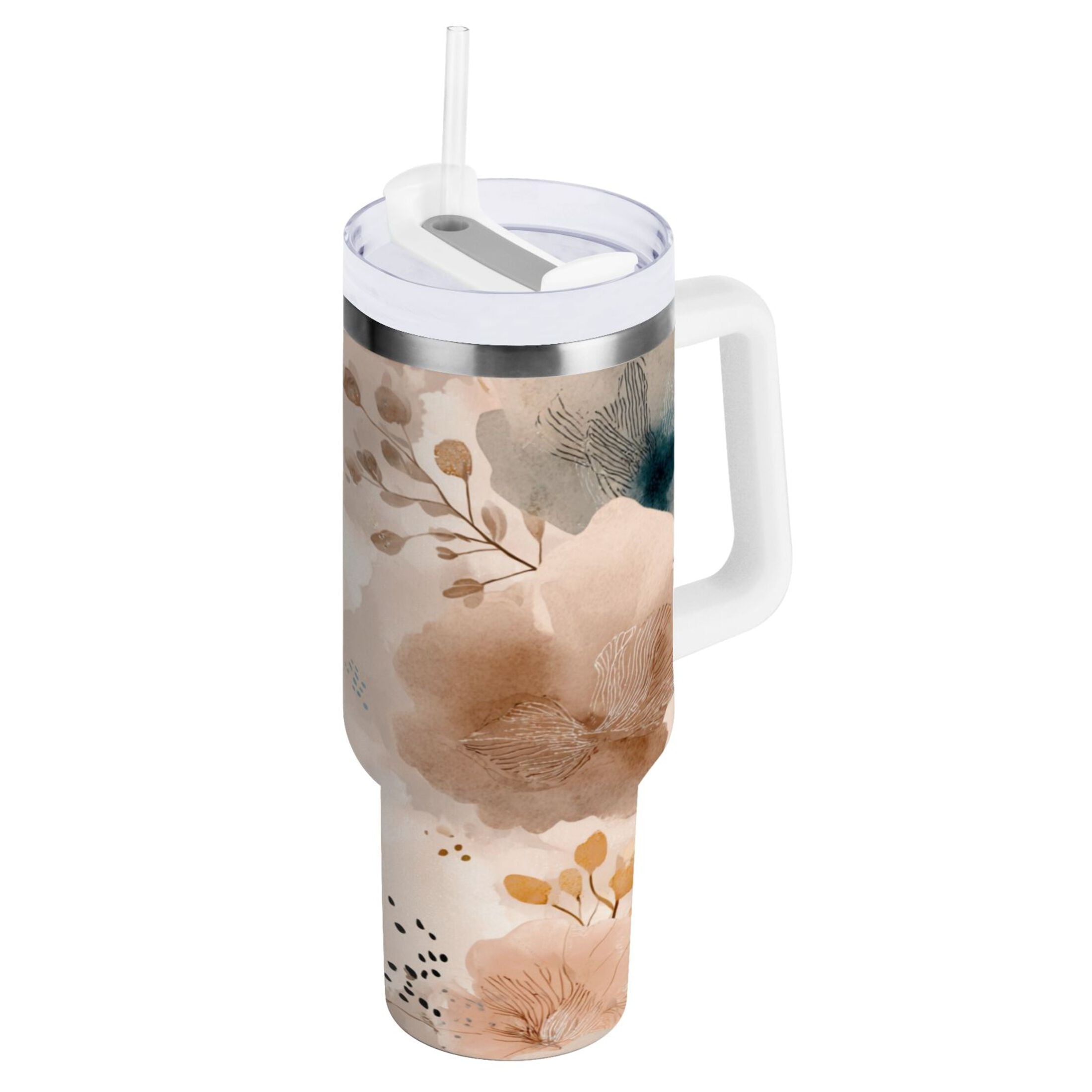 30 oz Insulated Stainless Steel Tumbler Double Wall Stainless Steel Tumbler with 2-Way Drinking Hazy Ethereal Flowers | RLCK