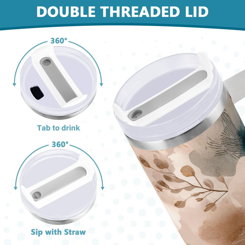 30 oz Insulated Stainless Steel Tumbler Double Wall Stainless Steel Tumbler with 2-Way Drinking Hazy Ethereal Flowers | RLCK