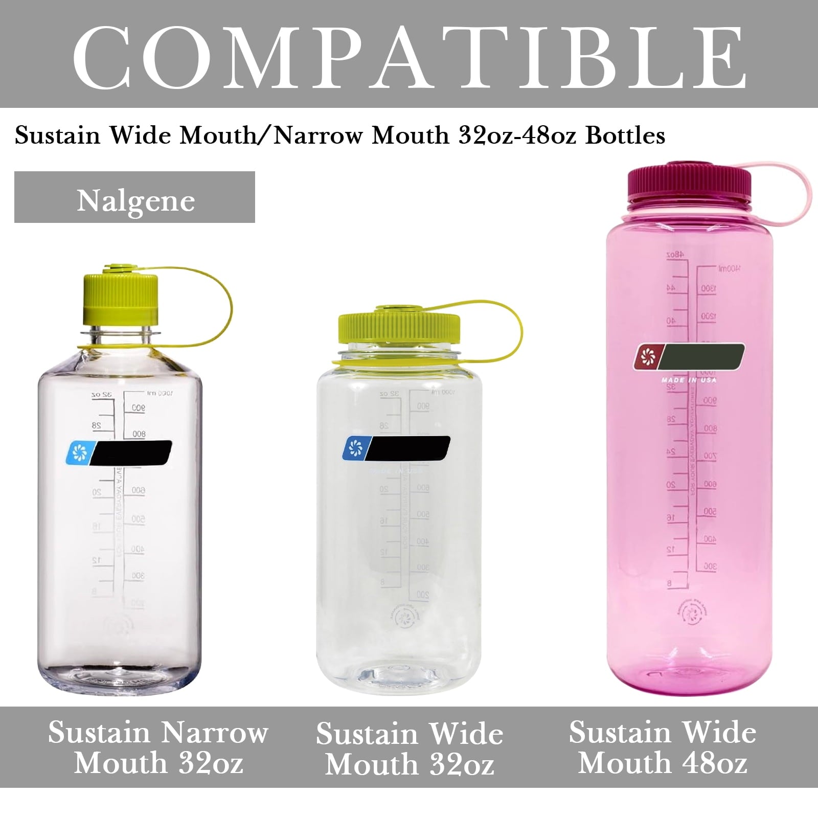 Linkidea 2 Pack Water Bottle Boot Compatible with Nalgene Sustain Wide Mouth 32oz/48oz, Narrow Mouth 32oz, Silicone Anti-Slip Bottle Bottom Bumper Protector (Grey) | IED2