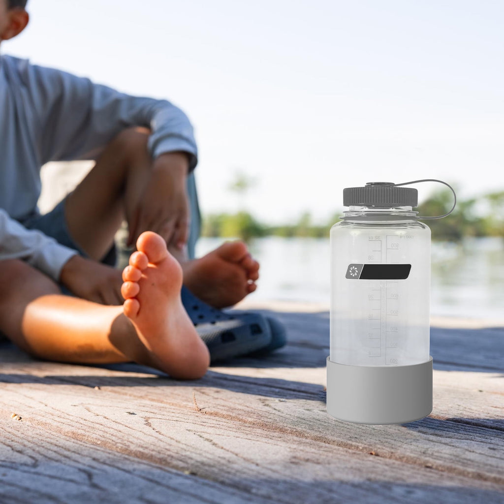 Linkidea 2 Pack Water Bottle Boot Compatible with Nalgene Sustain Wide Mouth 32oz/48oz, Narrow Mouth 32oz, Silicone Anti-Slip Bottle Bottom Bumper Protector (Grey) | IED2