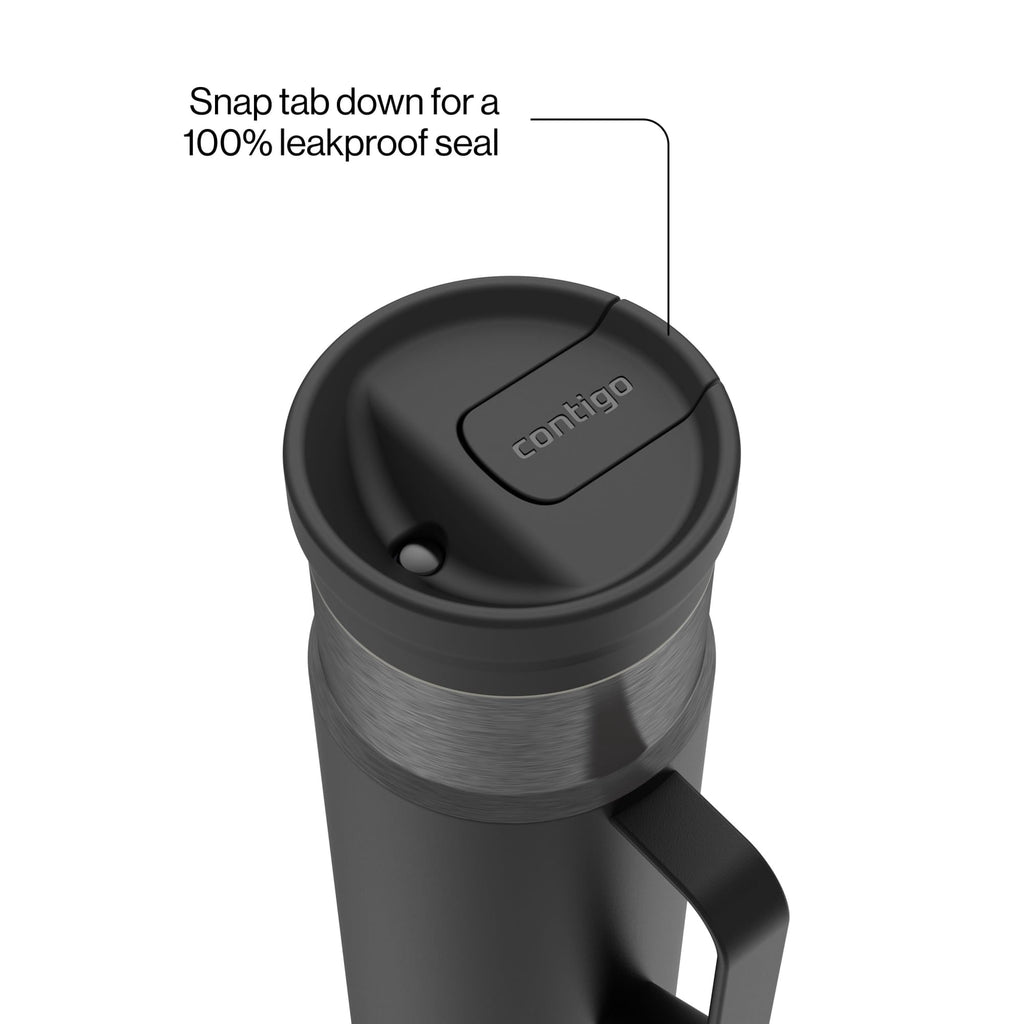 Contigo SnapSeal Leakproof Stainless Steel Reusable Water Bottle Tumbler with Side Handle, Dark Blue/Bronze, 20 oz | TZW7